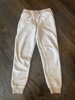 Womens Cozy Fleece Joggers - Light beige